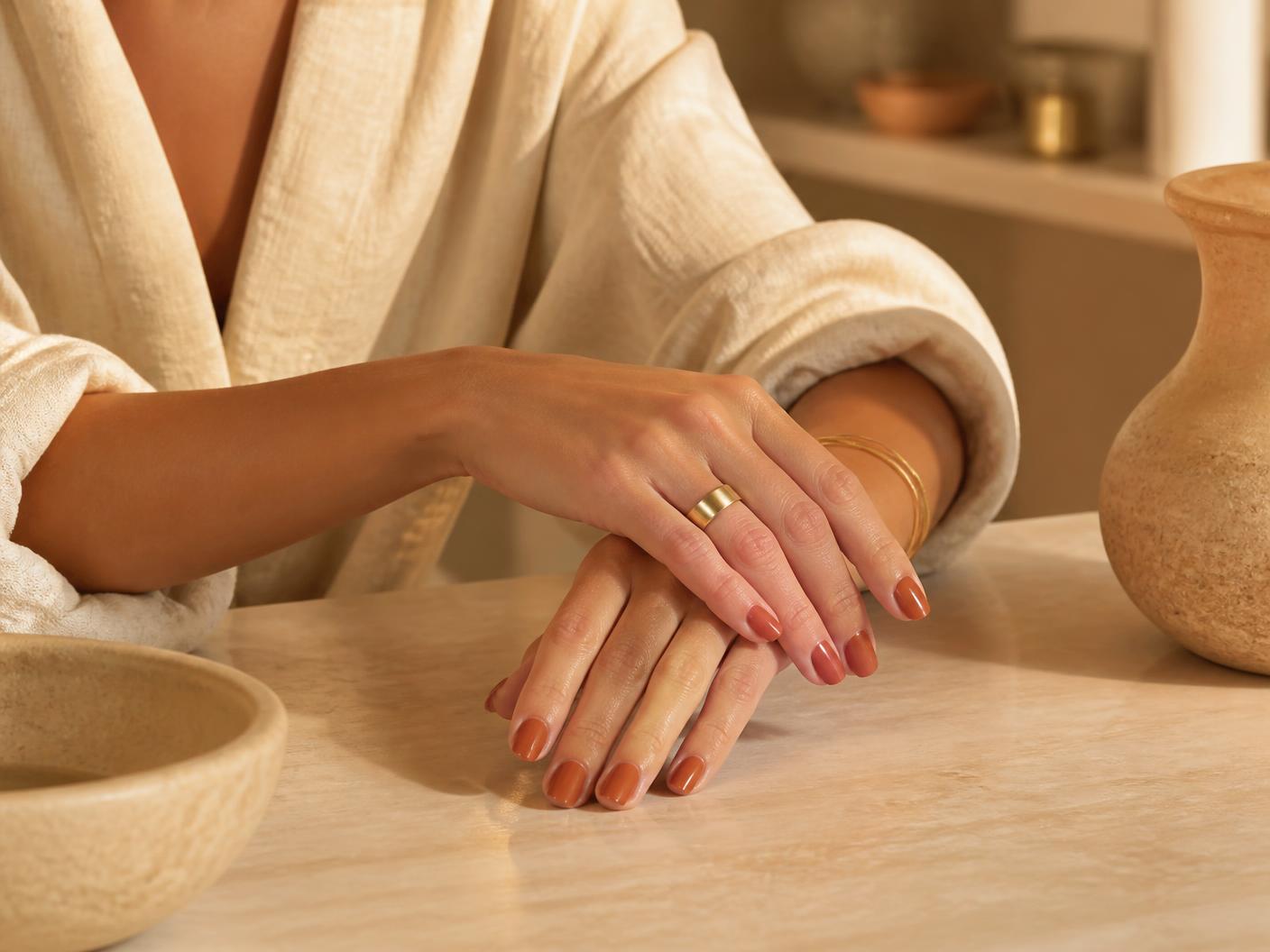 Manicure color terracotta